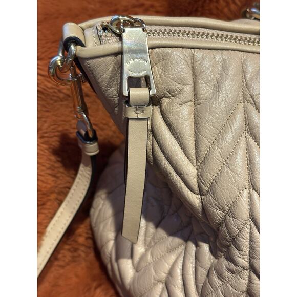 COACH Ally Leather Quilted Beige Satchel shoulder Handbag Purse Luxury Neutral ￼ - Picture 3 of 11